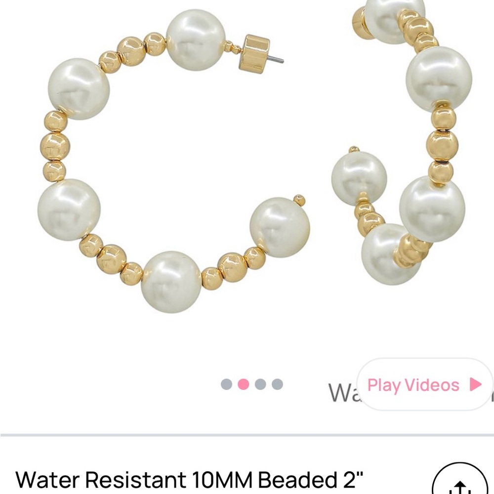 What’s Hot: Elegant Gold and Pearl Hoop Earrings - Water Resistant - NWT